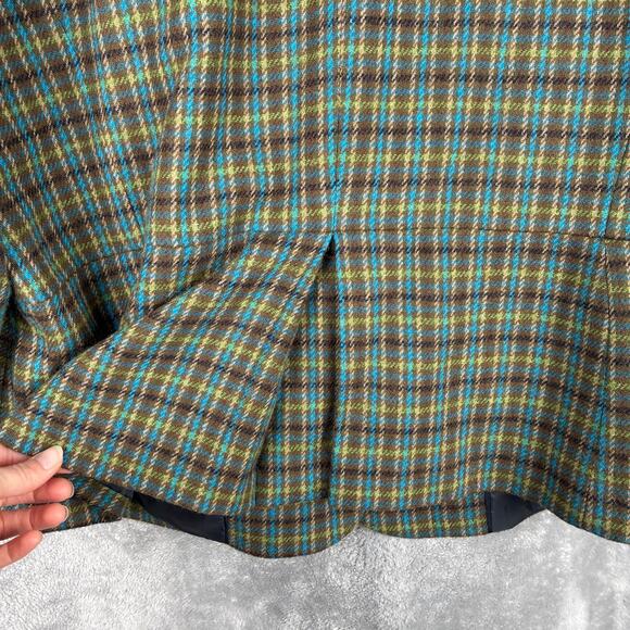 Talbots Plus Jacket 18W Green Plaid Wool Blend Gold Button Holiday Old Money - Picture 10 of 14